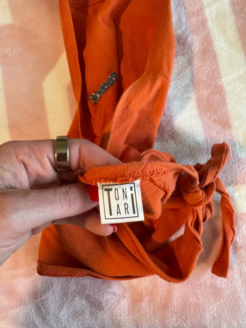 Vintage Reworked Reebok Orange Tie-Back Halter Top - Picture 3 of 4